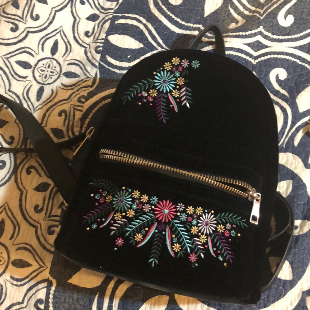 Velvet embroidered DESIGN LAB mini backpack